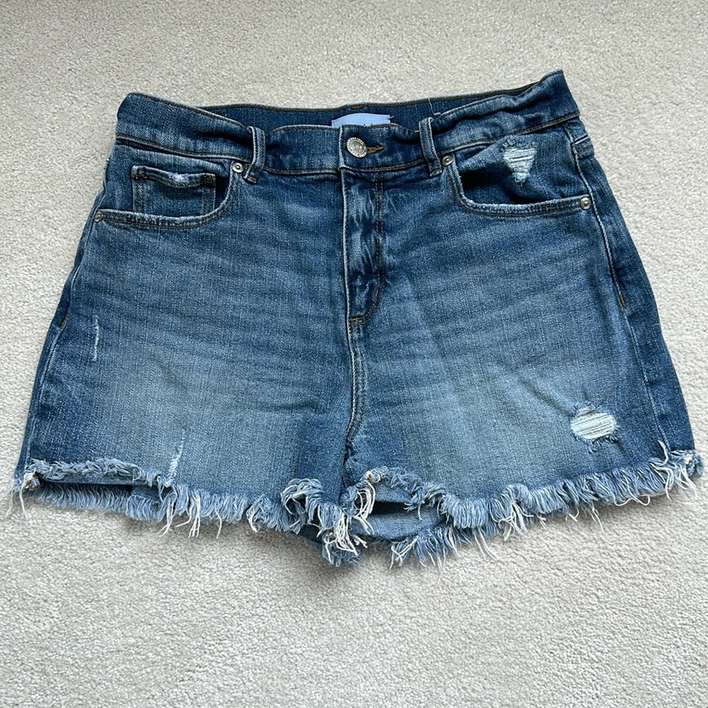 LOFT Frayed-Bottom Jean Shorts